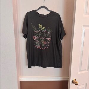 Cotton On Black Short Sleeve Tee with Floral Design